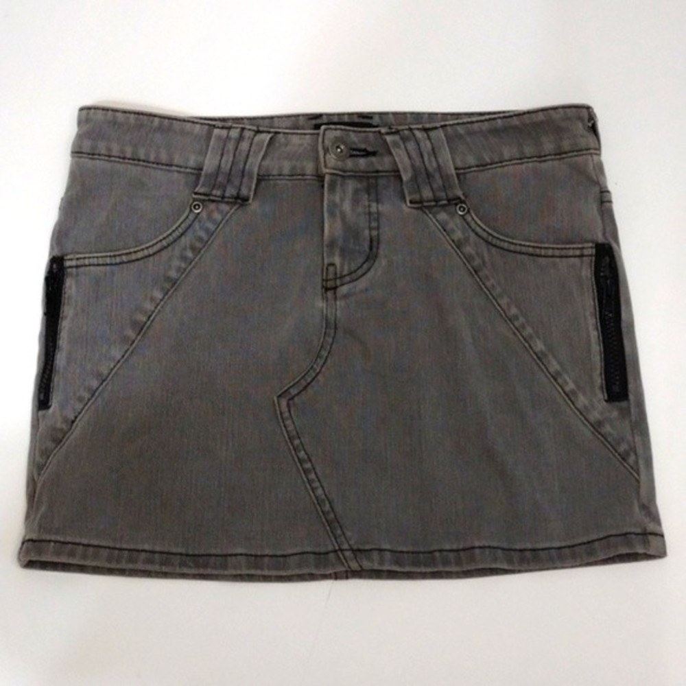 Bebe Sport Y2K Micro Mini Denim Skirt Size 26 Light Wash Stretch Streetwear